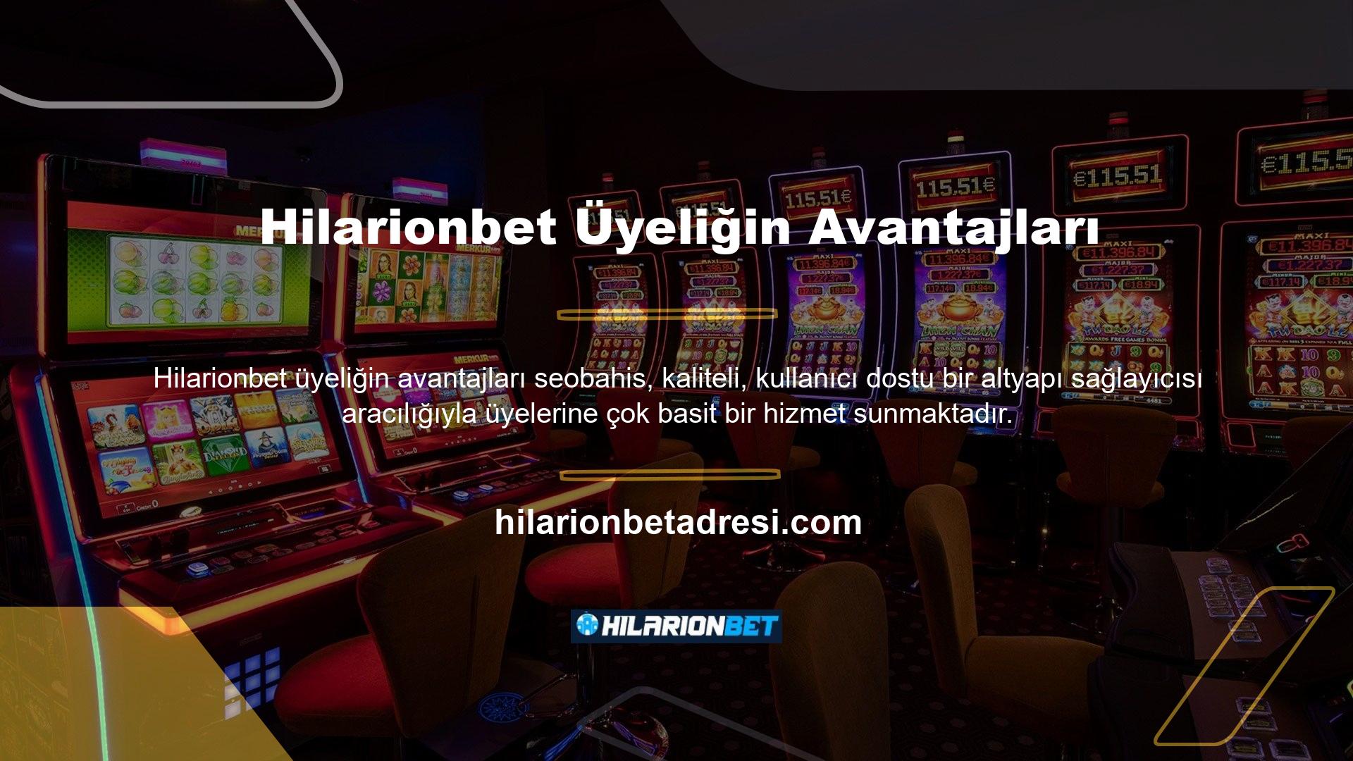 Hilarionbet casino işi, spor ve canlı casinonun aktif içeriğinin yaygın olduğu eğlence ilkesine odaklanmaktadır